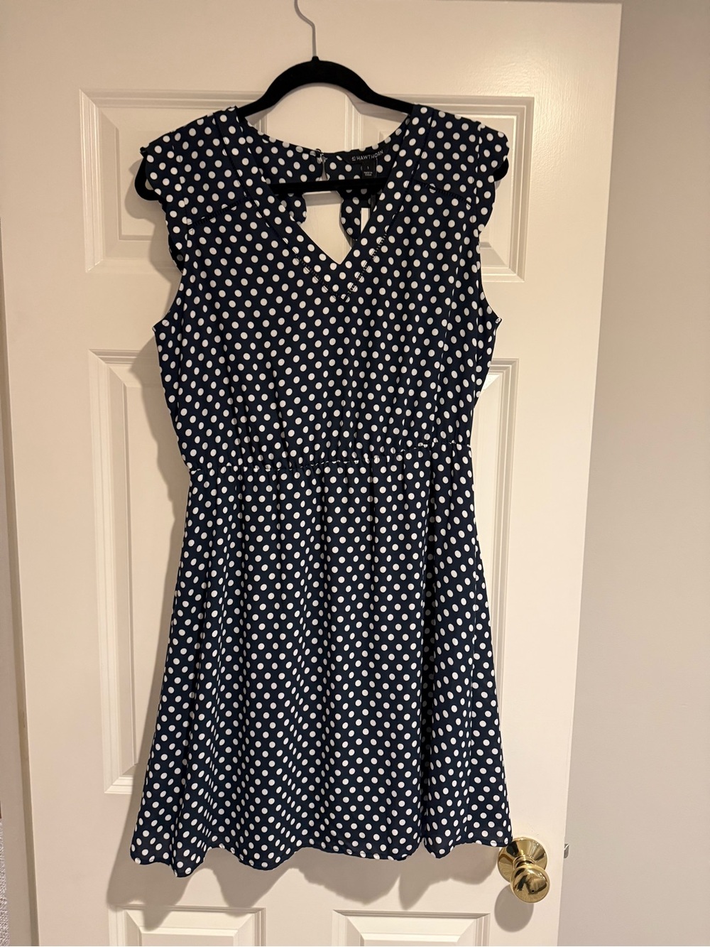 41 Hawthorn Navy Blue and White Polka Dot Mini Dress